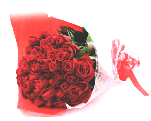深紅のバラの花束